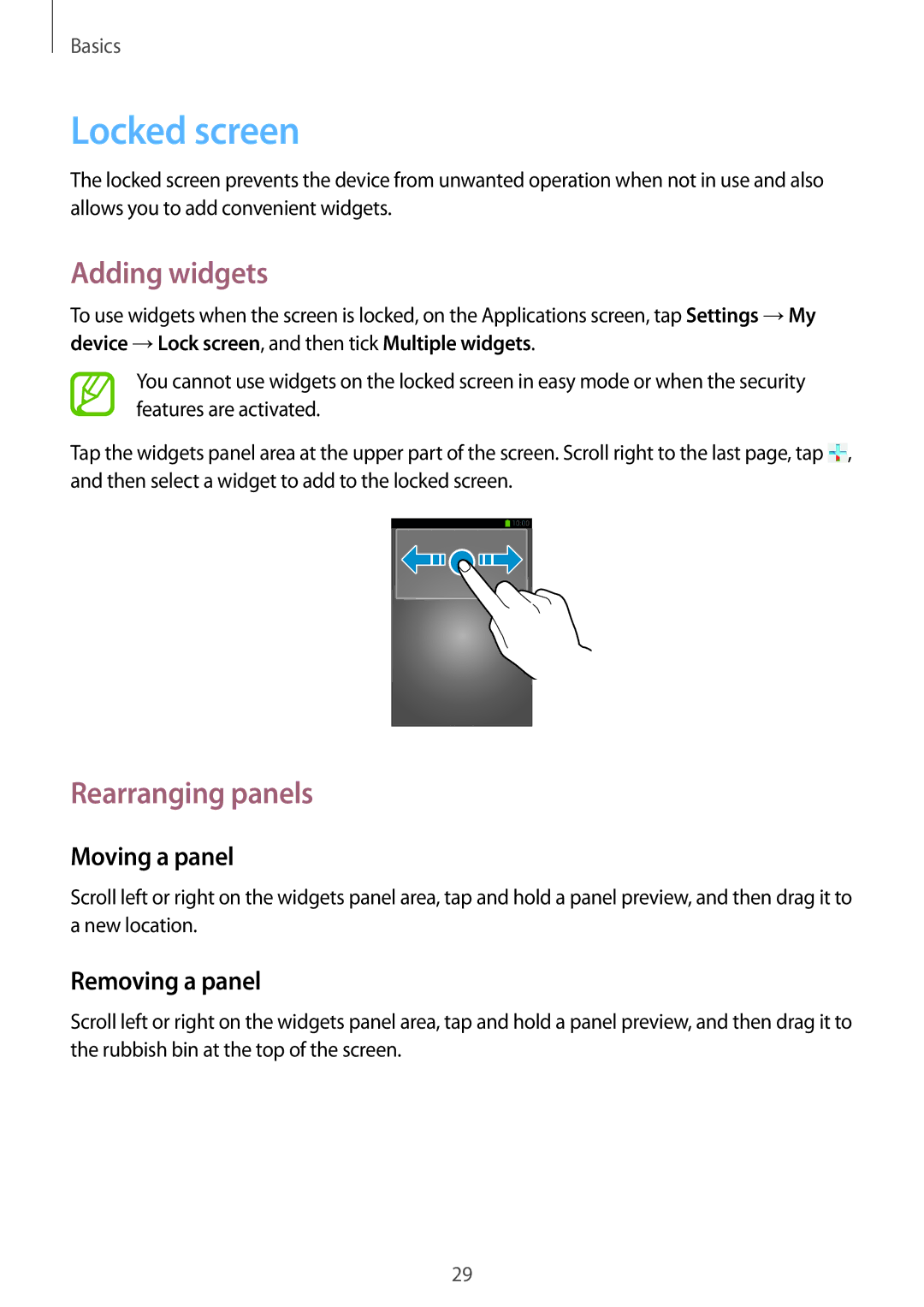 Samsung SM-G3815RWAVDR, SM-G3815RWAVGR, SM-G3815RWASEB, SM-G3815ZBASEB, SM-G3815RWAVD2 manual Locked screen, Adding widgets 