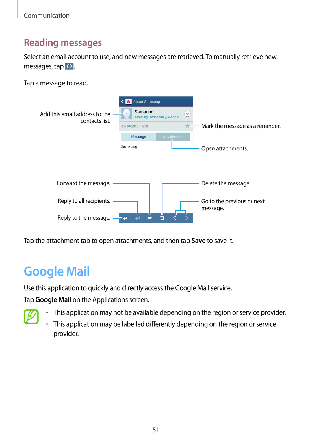 Samsung SM-G3815RWAVDR, SM-G3815RWAVGR, SM-G3815RWASEB, SM-G3815ZBASEB, SM-G3815RWAVD2 manual Google Mail, Reading messages 
