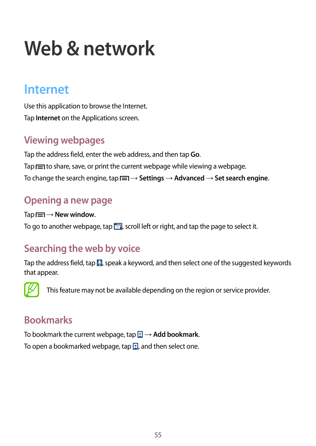 Samsung SM-G3815RWAOMN, SM-G3815RWAVGR, SM-G3815RWASEB, SM-G3815ZBASEB, SM-G3815RWAVD2, SM-G3815ZBATCL Web & network, Internet 