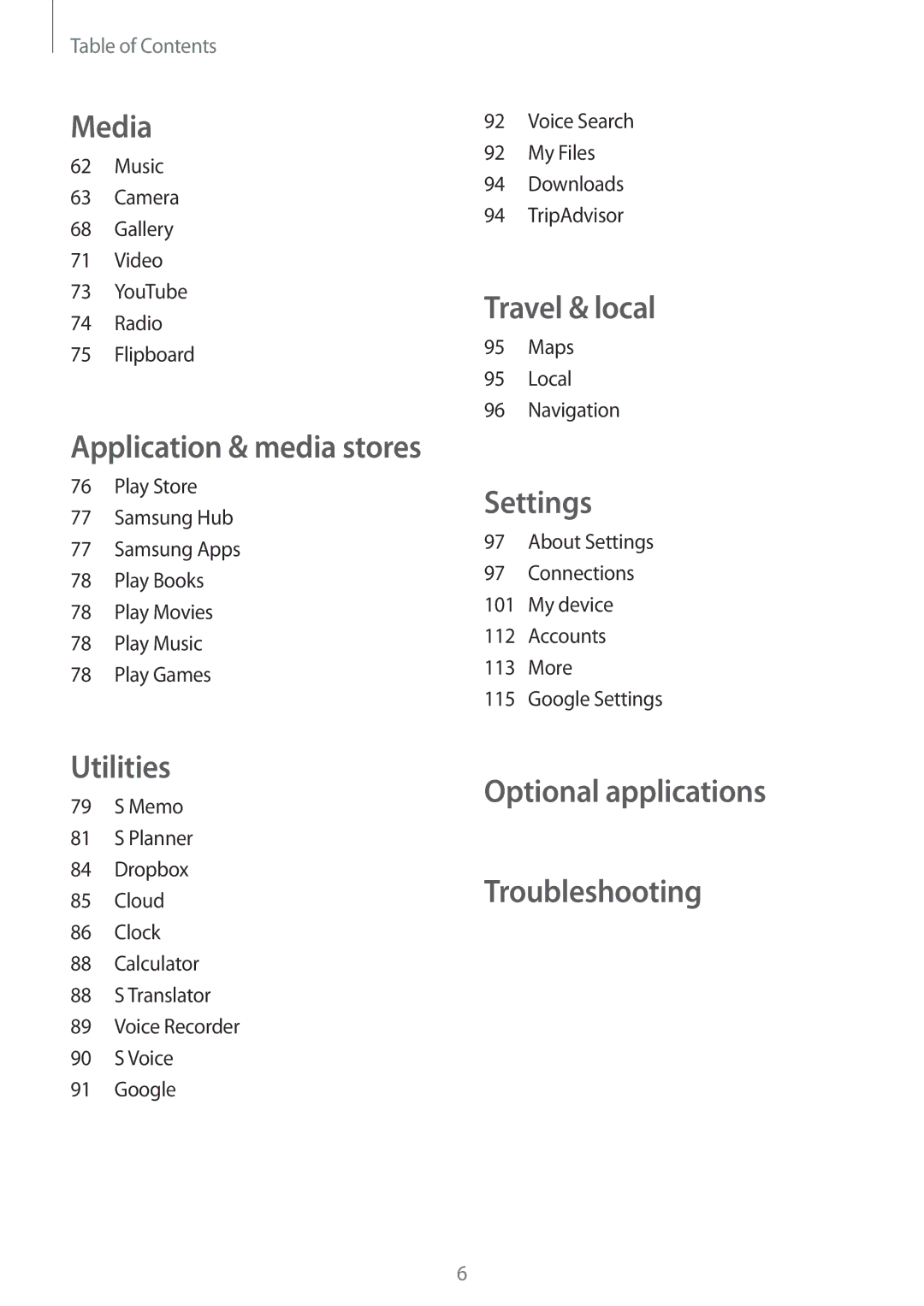 Samsung SM-G3815ZBAVGR, SM-G3815RWAVGR, SM-G3815RWASEB, SM-G3815ZBASEB, SM-G3815RWAVD2, SM-G3815ZBATCL manual Travel & local 