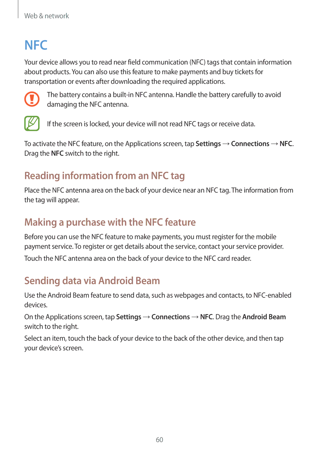 Samsung SM-G3815ZBAATL, SM-G3815RWAVGR manual Reading information from an NFC tag, Making a purchase with the NFC feature 