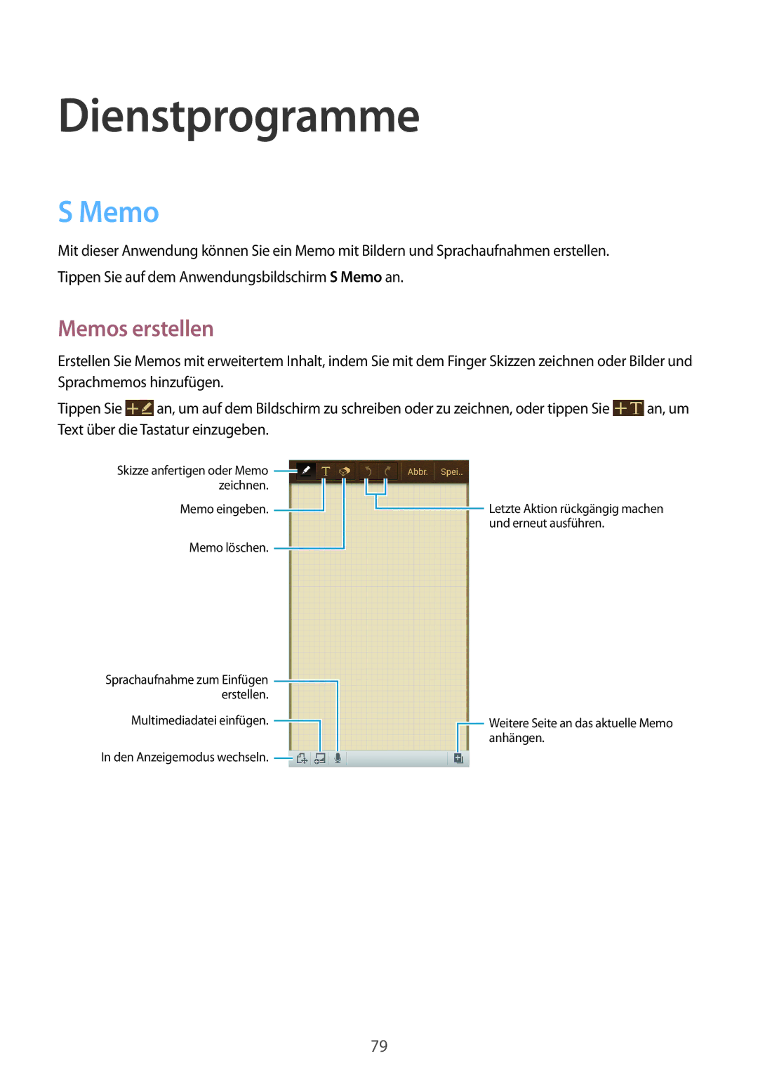 Samsung SM-G3815RWASFR, SM-G3815RWAVGR, SM-G3815RWASEB, SM-G3815ZBASEB, SM-G3815RWAVD2 Dienstprogramme, Memos erstellen 