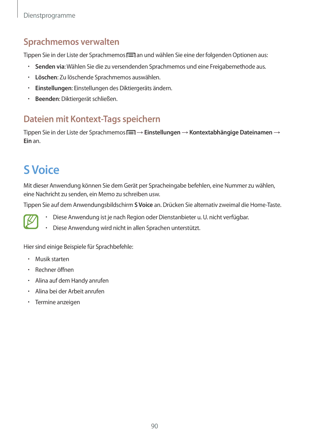 Samsung SM-G3815RWAVGR, SM-G3815RWASEB, SM-G3815ZBASEB Voice, Sprachmemos verwalten, Dateien mit Kontext-Tags speichern 