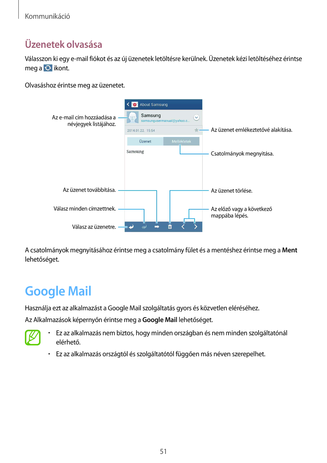 Samsung SM-G3815ZBACNX, SM-G3815RWAVGR, SM-G3815ZBAVGR, SM-G3815RWAAUT, SM-G3815ZBAVDC manual Google Mail, Üzenetek olvasása 