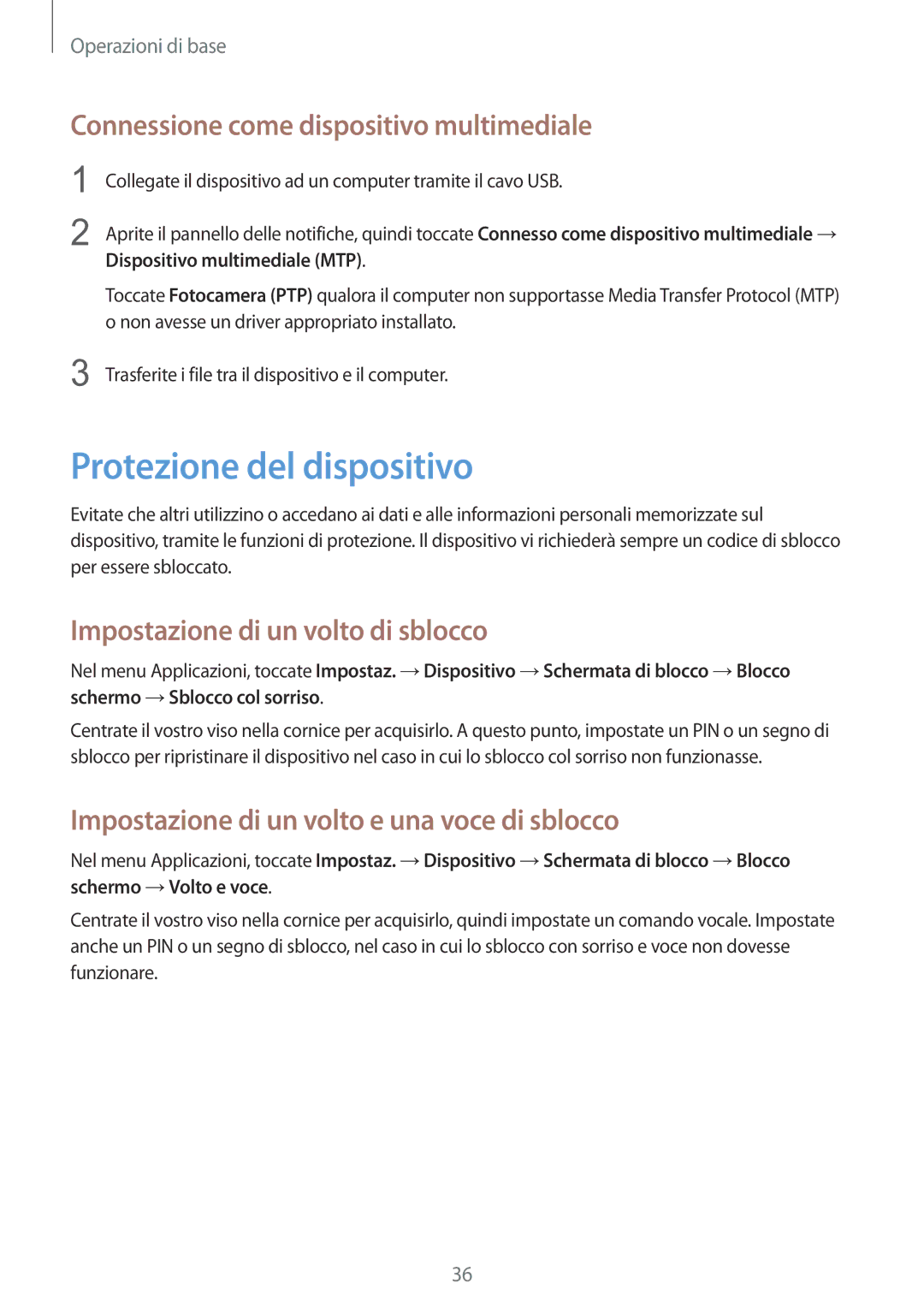 Samsung SM-G3815ZBAOMN Protezione del dispositivo, Connessione come dispositivo multimediale, Dispositivo multimediale MTP 