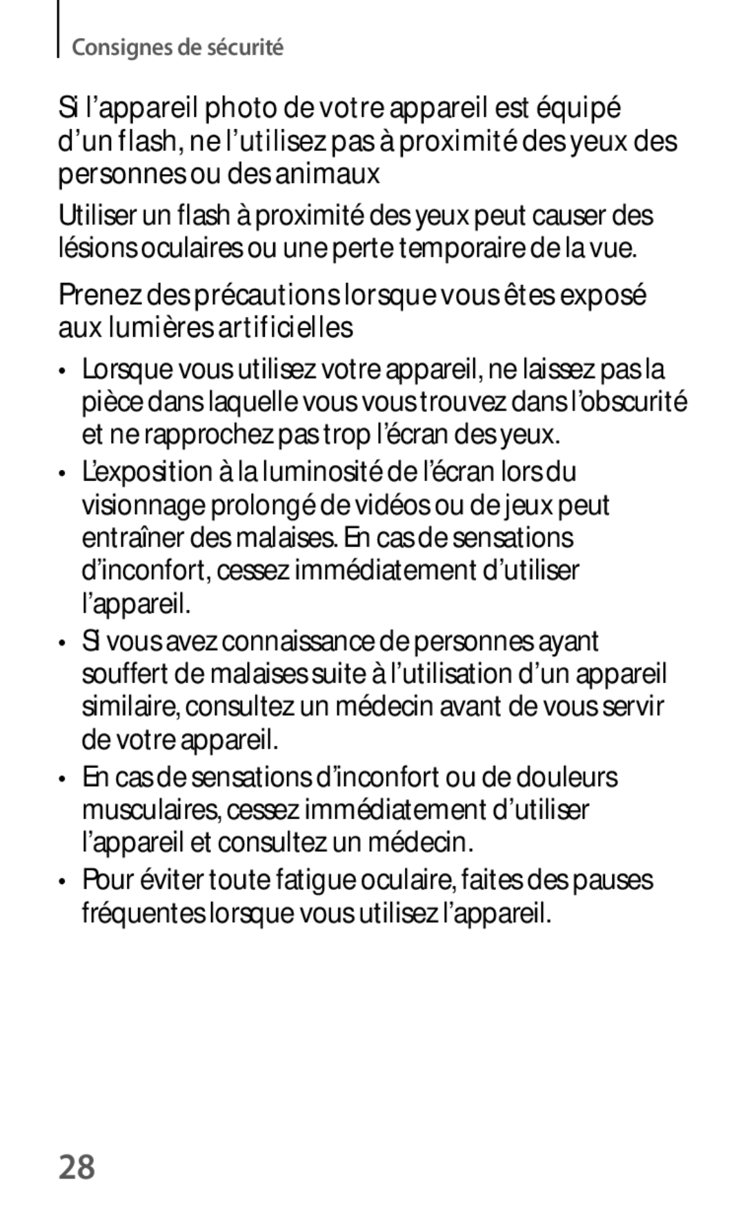 Samsung SM-G3815ZBASFR, SM-G3815RWASFR manual Consignes de sécurité 