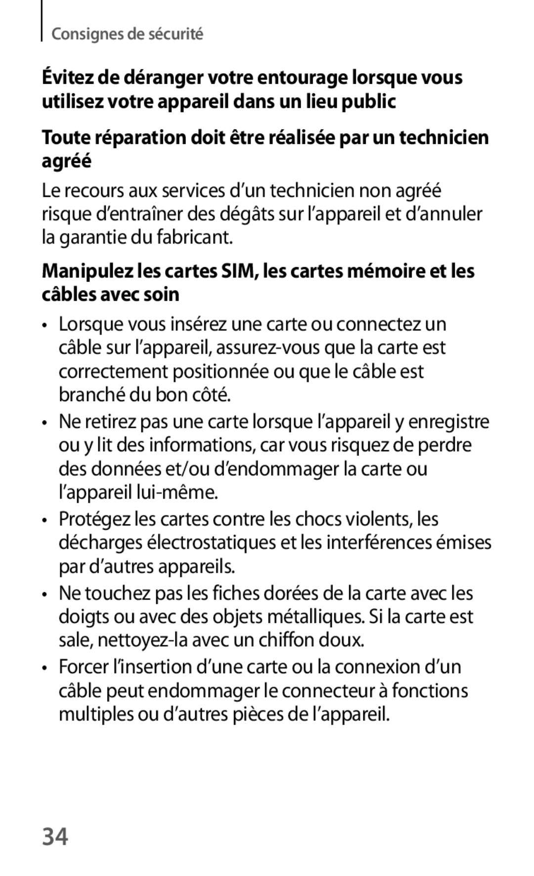 Samsung SM-G3815ZBASFR, SM-G3815RWASFR manual Toute réparation doit être réalisée par un technicien agréé 