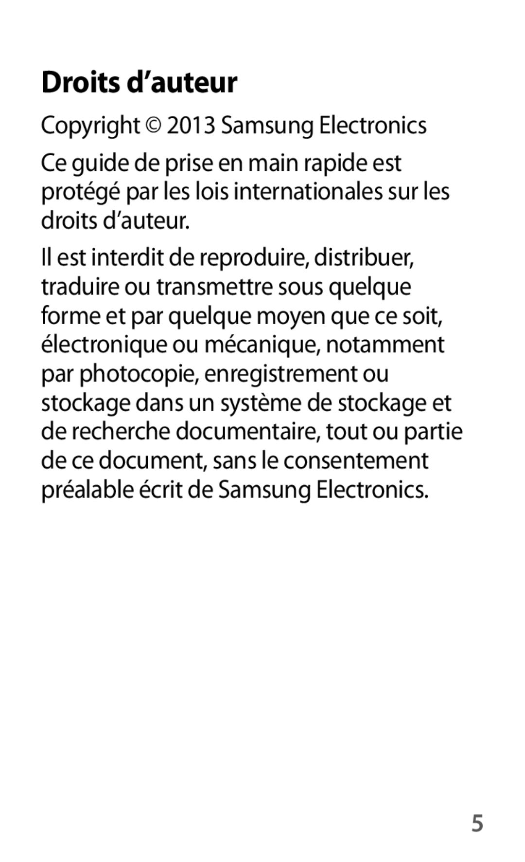 Samsung SM-G3815RWASFR, SM-G3815ZBASFR manual Droits d’auteur, Copyright 2013 Samsung Electronics 