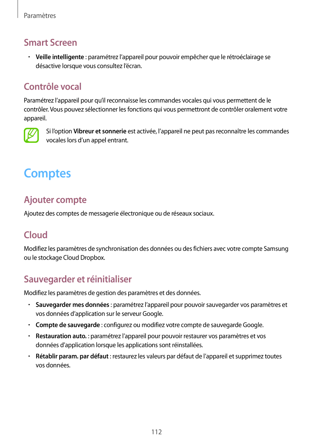 Samsung SM-G3815ZBASFR, SM-G3815RWASFR manual Comptes 