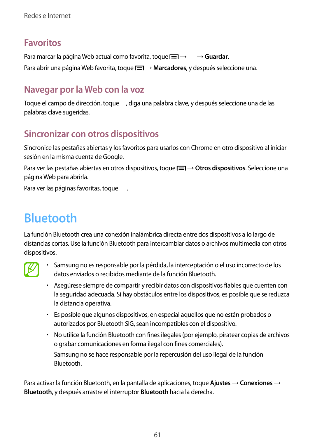 Samsung SM-G386FZWAAMO, SM-G386FZWAROM, SM-G386FZKAAMO manual Bluetooth, Sincronizar con otros dispositivos 