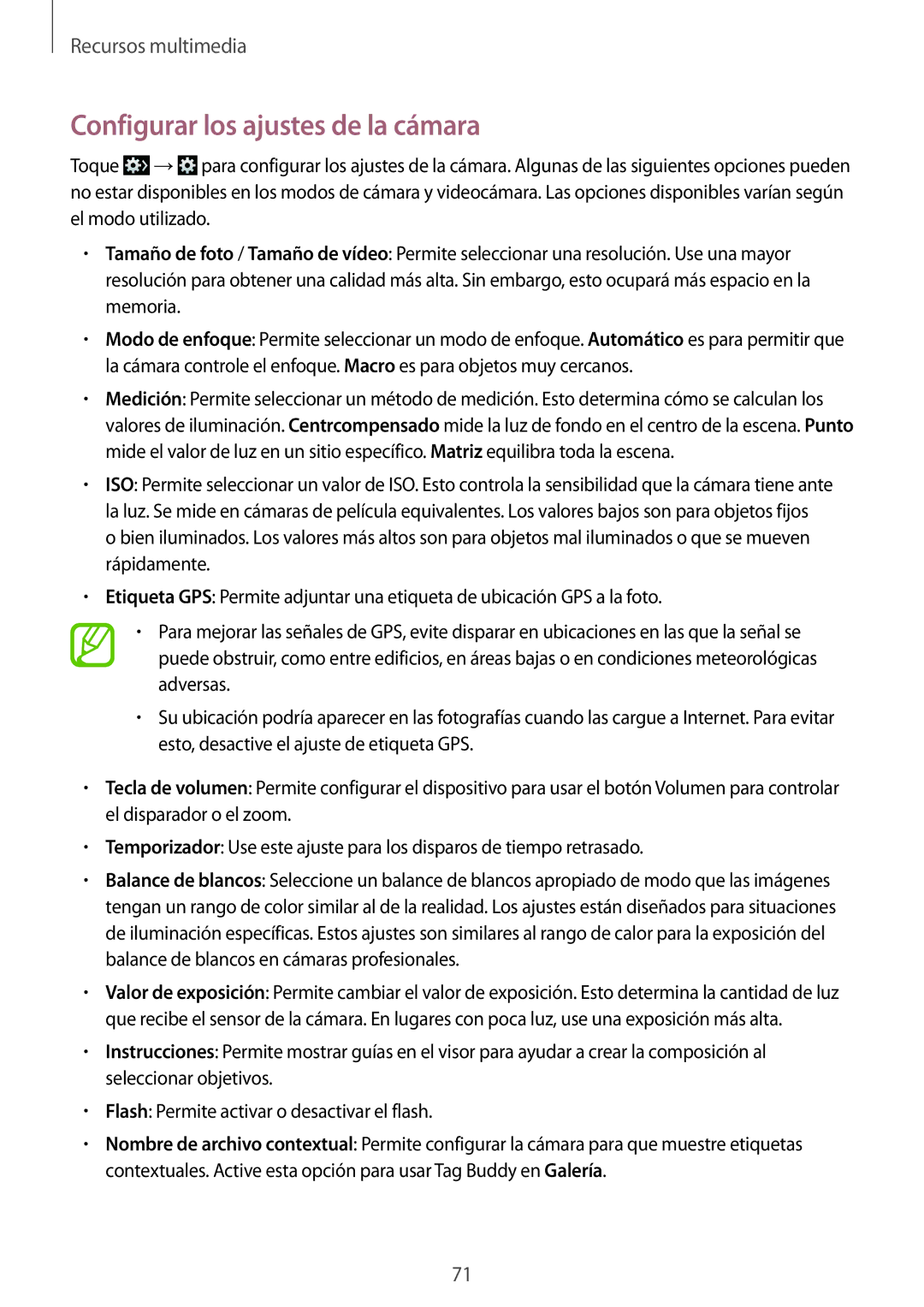 Samsung SM-G386FZKAAMO, SM-G386FZWAROM, SM-G386FZWAAMO manual Configurar los ajustes de la cámara 