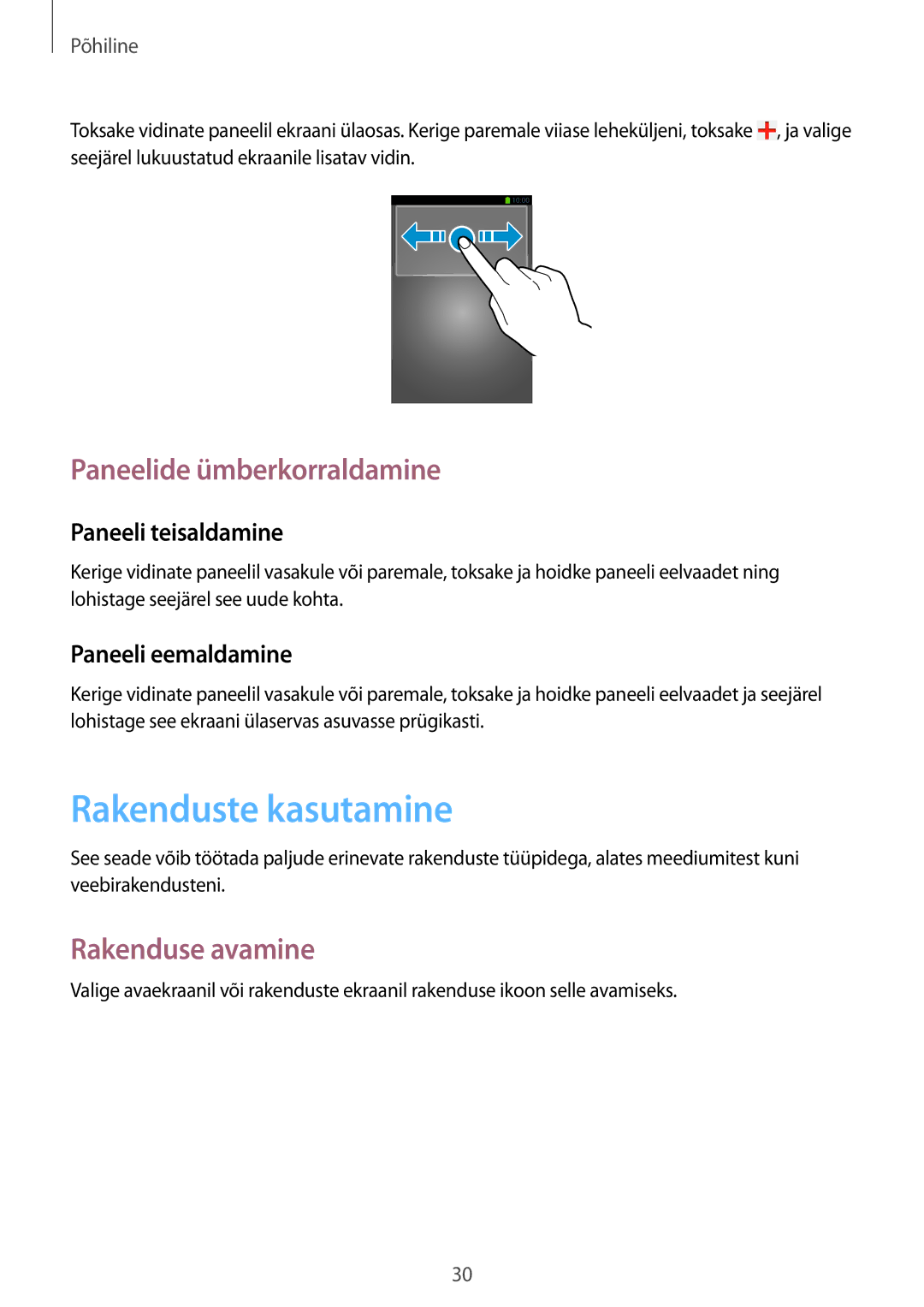 Samsung SM-G386FZWASEB, SM-G386FZKASEB manual Rakenduste kasutamine, Rakenduse avamine 