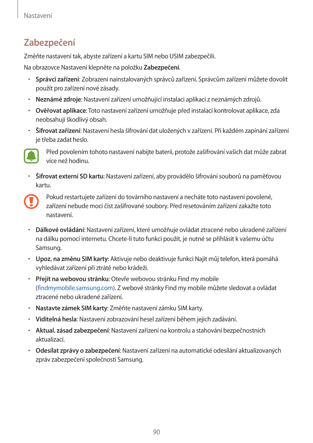 Samsung SM-G388FDSAETL manual Zabezpečení 