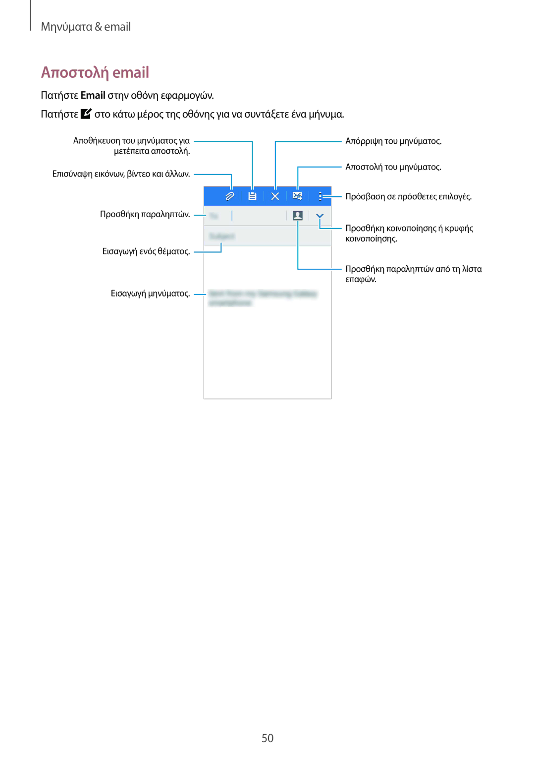 Samsung SM-G388FDSAEUR manual Αποστολή email 