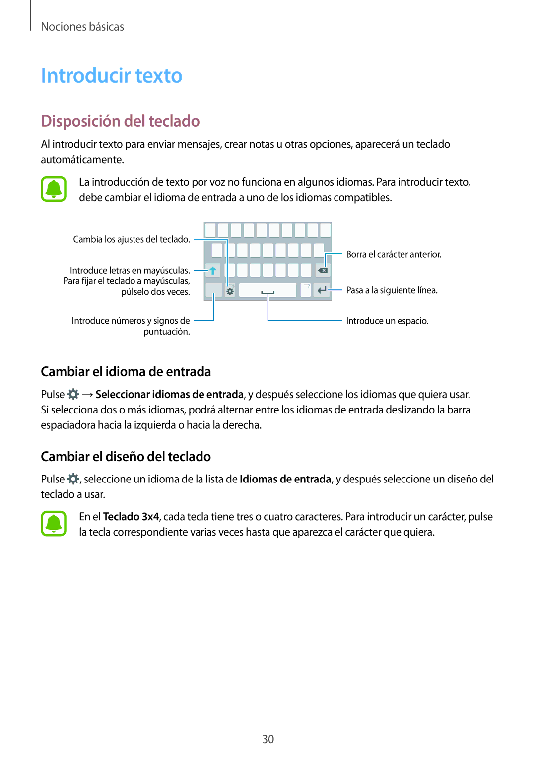 Samsung SM-G388FDSAPHE manual Introducir texto, Disposición del teclado, Cambiar el idioma de entrada 