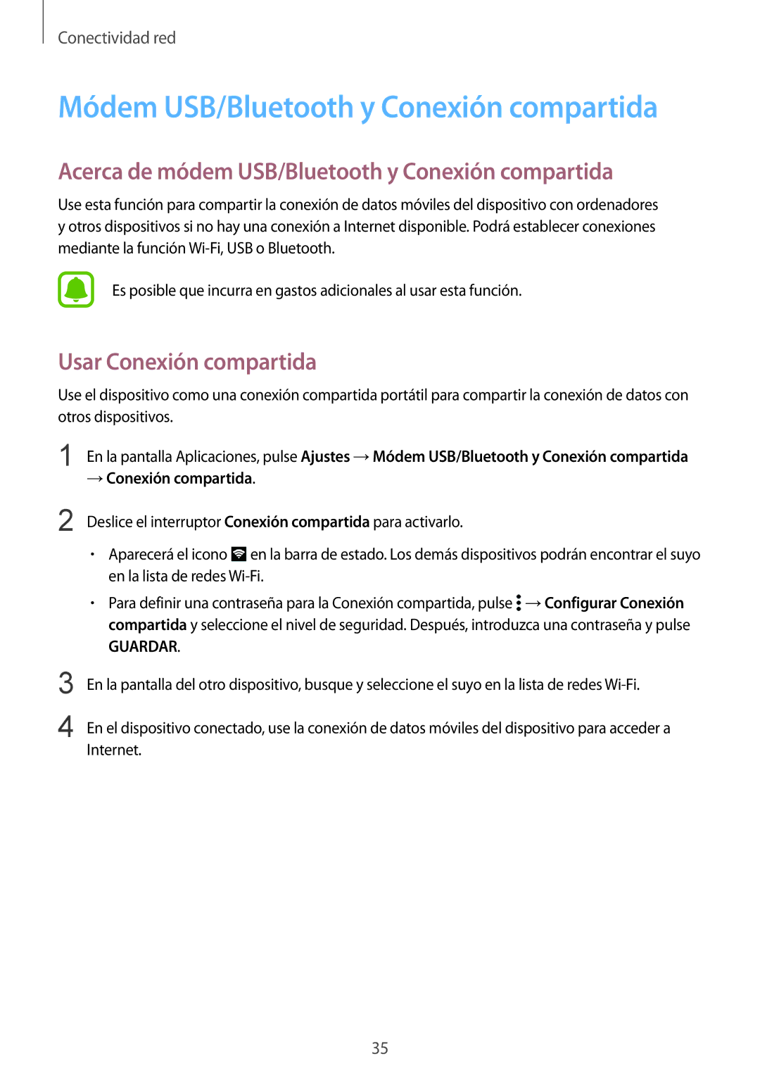 Samsung SM-G388FDSAPHE Módem USB/Bluetooth y Conexión compartida, Acerca de módem USB/Bluetooth y Conexión compartida 