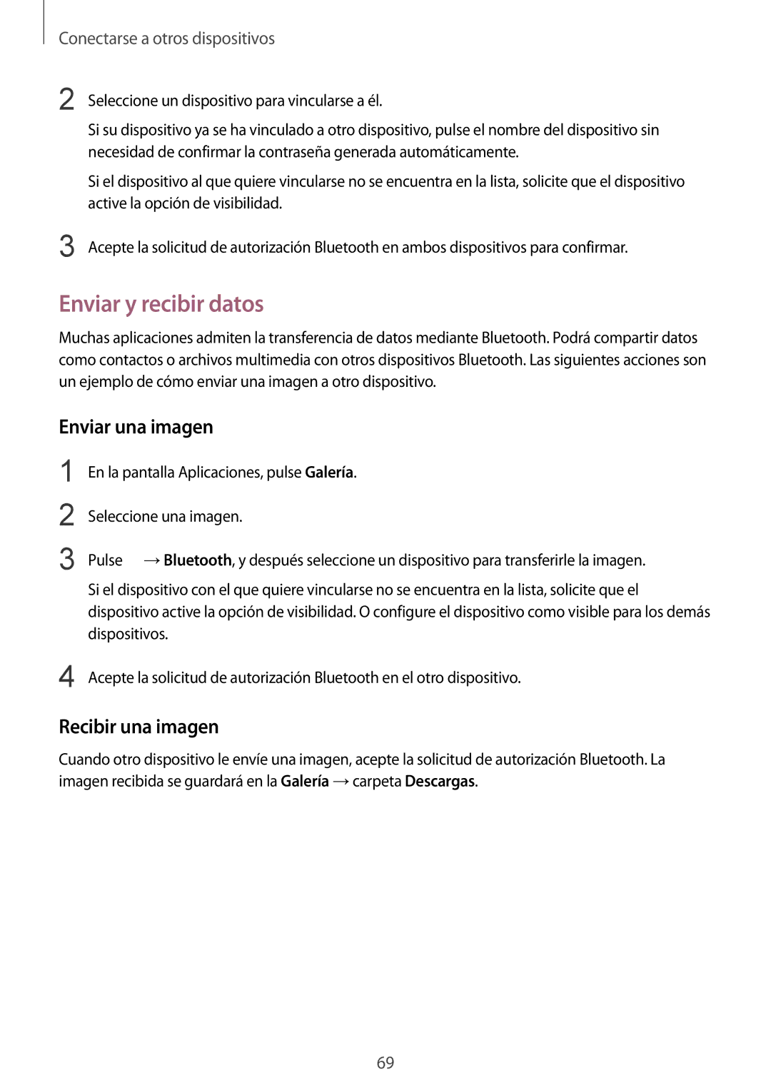 Samsung SM-G388FDSAPHE manual Enviar y recibir datos, Enviar una imagen, Recibir una imagen 