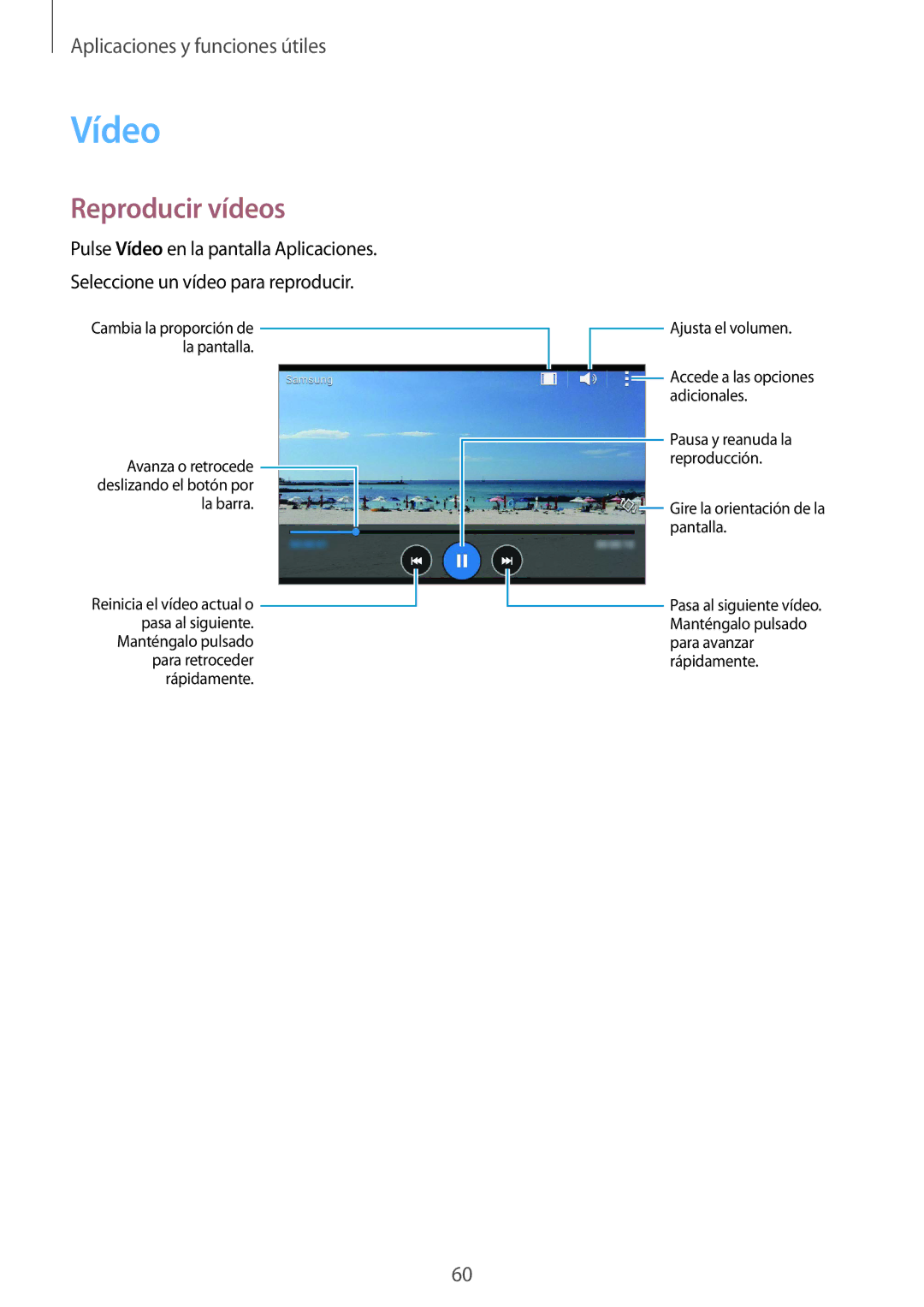 Samsung SM-G388FDSAPHE manual Vídeo, Reproducir vídeos 
