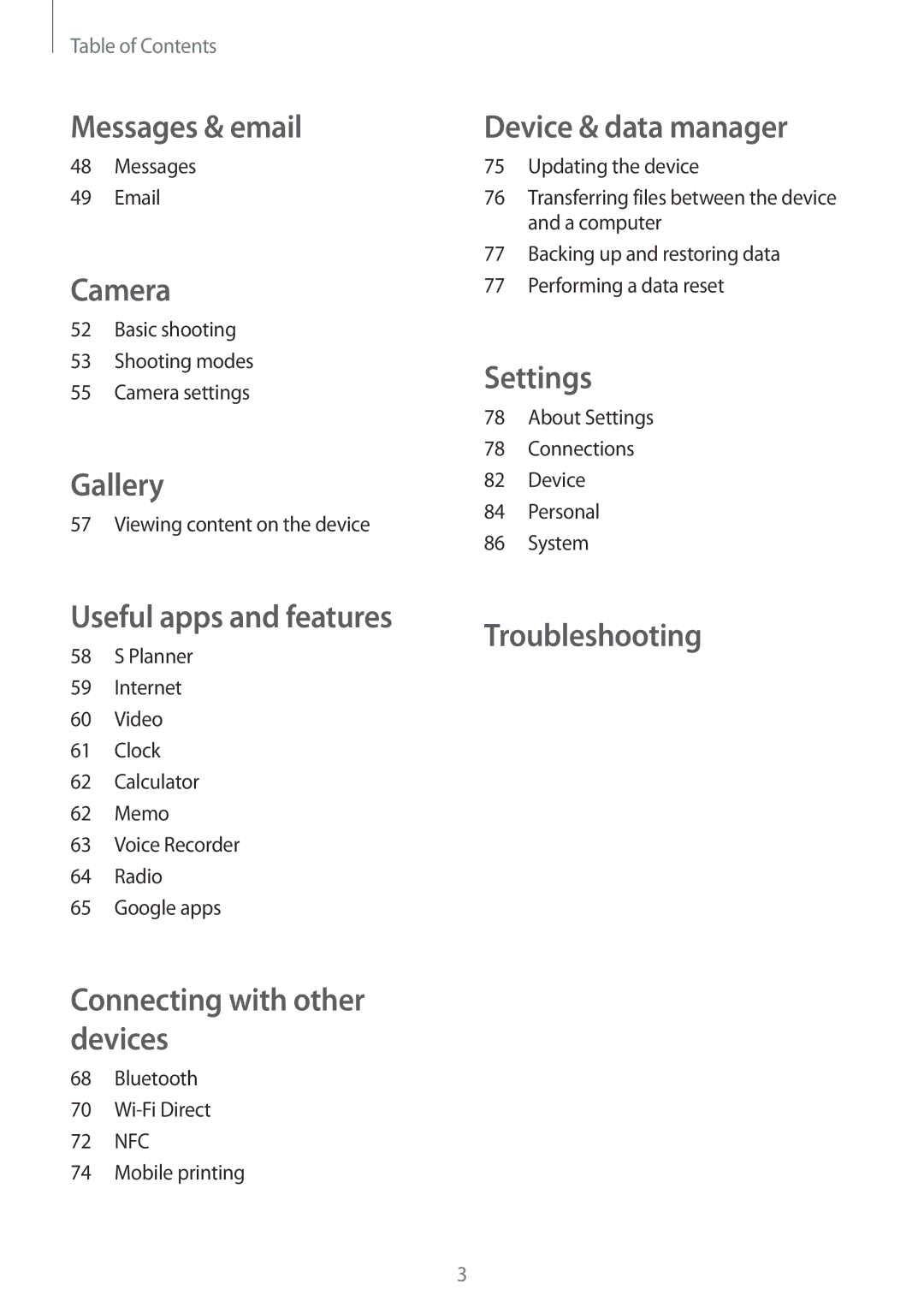 Samsung SM-G388FDSADBT, SM-G388FDSAPLS, SM-G388FDSASEB, SM-G388FDSADPL, SM-G388FDSACYV, SM-G388FDSAPRT manual Messages & email 