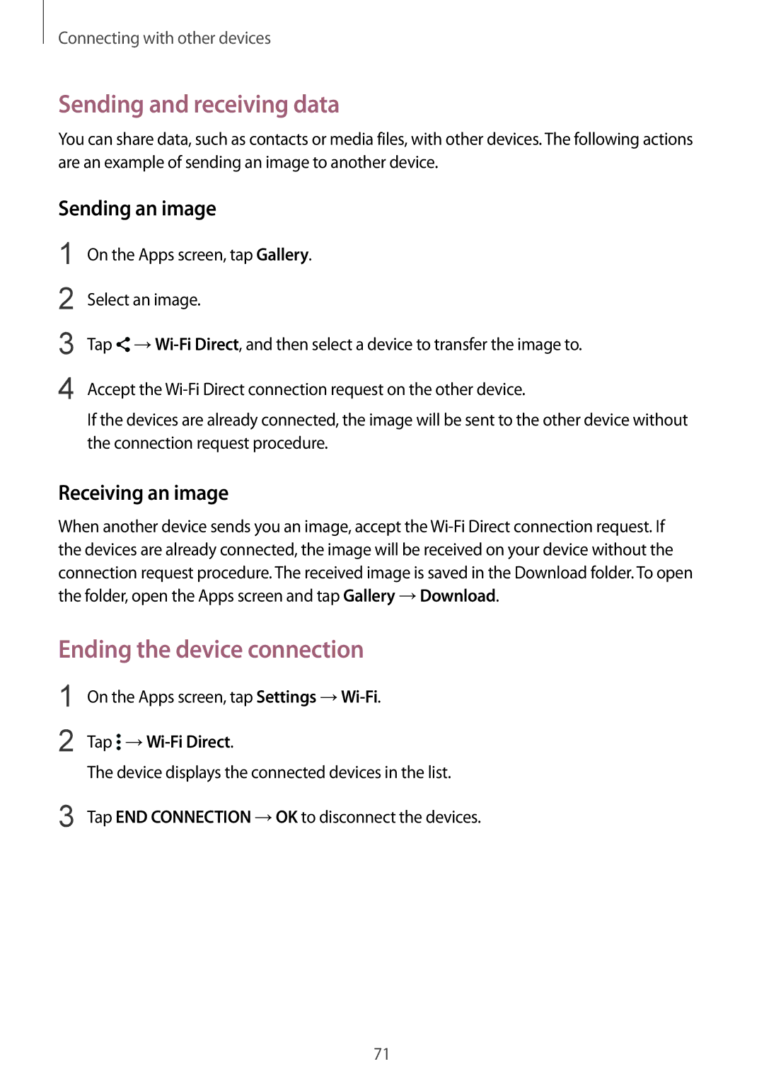 Samsung SM2G388FDSADBT, SM-G388FDSAPLS, SM-G388FDSASEB, SM-G388FDSADPL, SM-G388FDSADBT manual Ending the device connection 