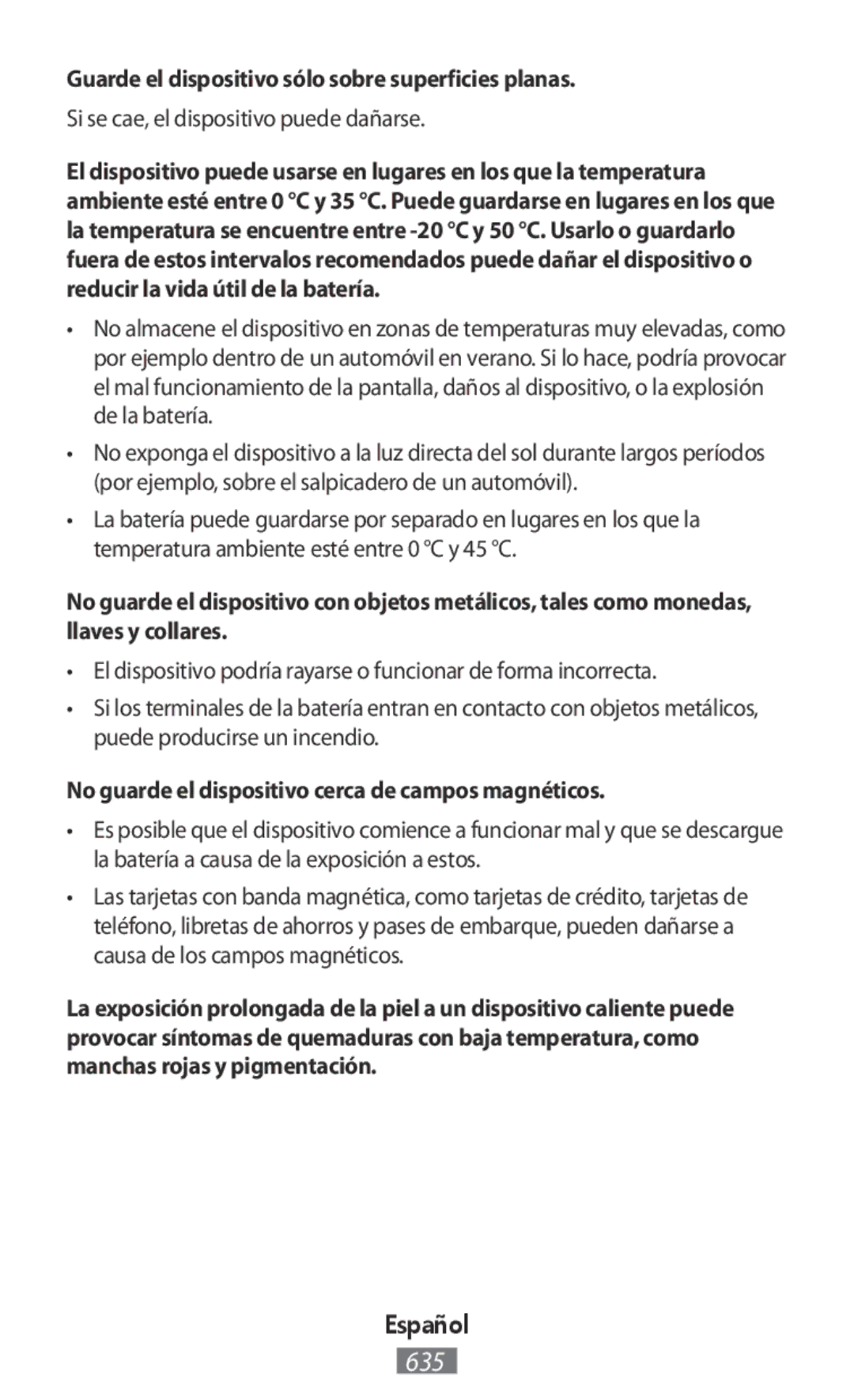 Samsung SM-N910CZKEXEH manual Guarde el dispositivo sólo sobre superficies planas, Si se cae, el dispositivo puede dañarse 