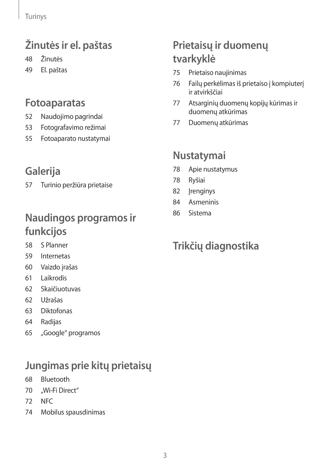 Samsung SM-G388FDSASEB manual 48 Žinutės 49 El. paštas, Turinio peržiūra prietaise 