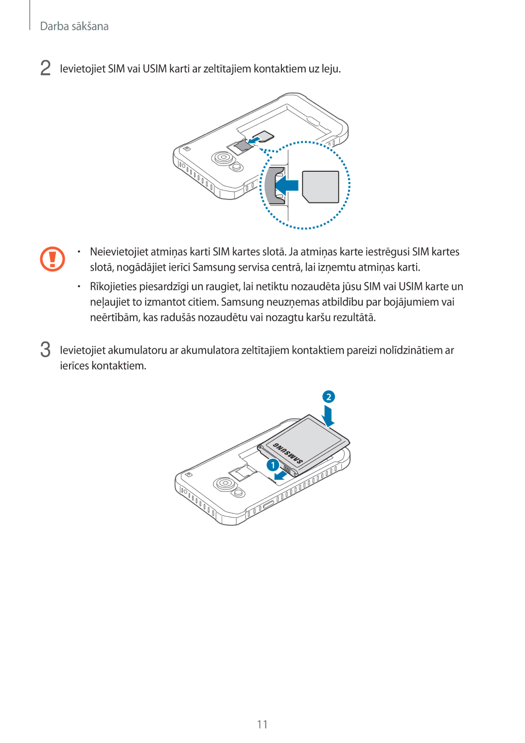 Samsung SM-G388FDSASEB manual Darba sākšana 