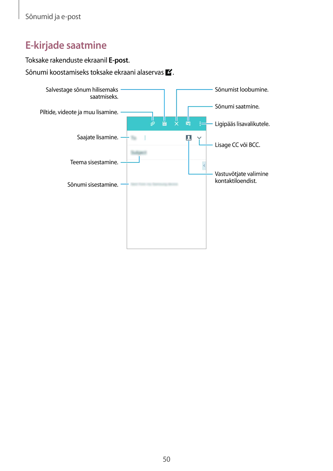 Samsung SM-G388FDSASEB manual Kirjade saatmine 