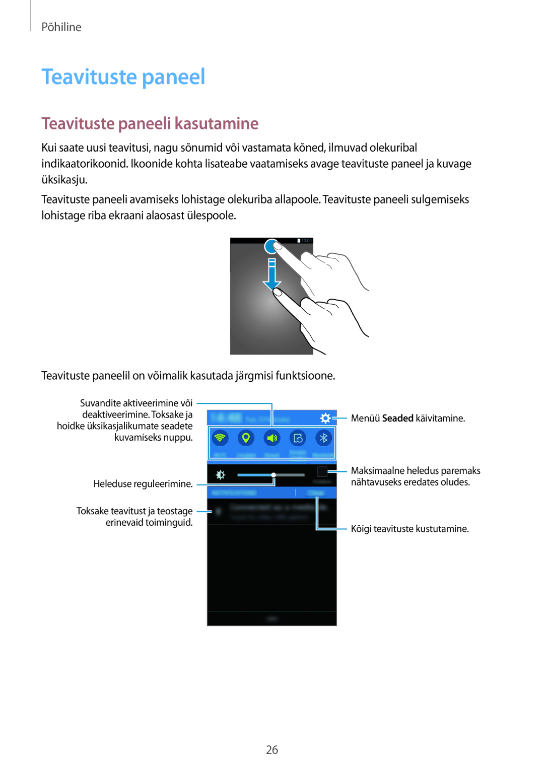 Samsung SM-G388FDSASEB manual Teavituste paneeli kasutamine 