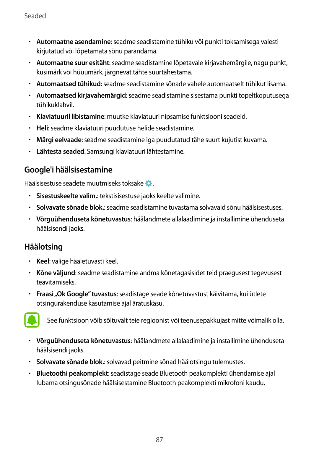 Samsung SM-G388FDSASEB manual Googlei häälsisestamine, Häälotsing 