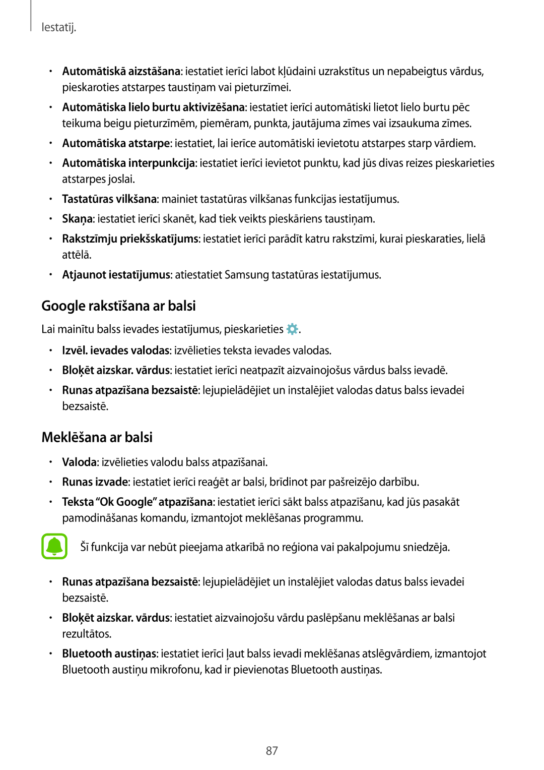 Samsung SM-G388FDSASEB manual Google rakstīšana ar balsi, Meklēšana ar balsi 