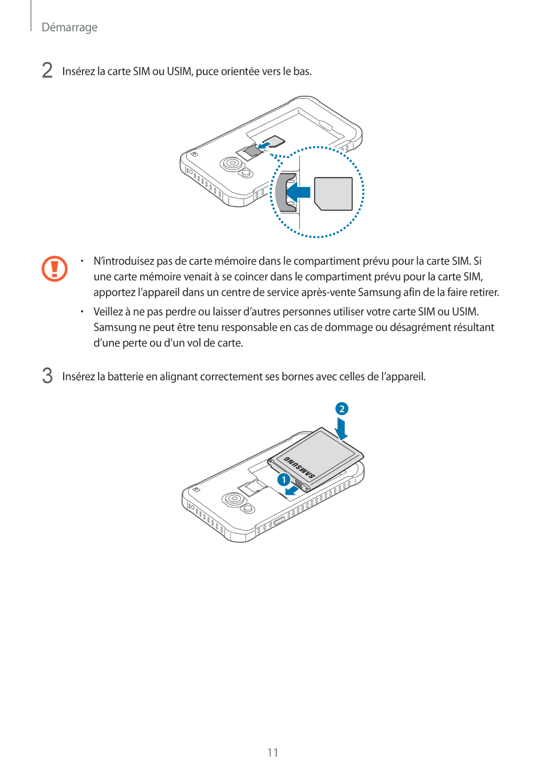 Samsung SM-G388FDSASFR, SM-G388FDSAXEF, SM-G388FDSAFTM manual Démarrage 