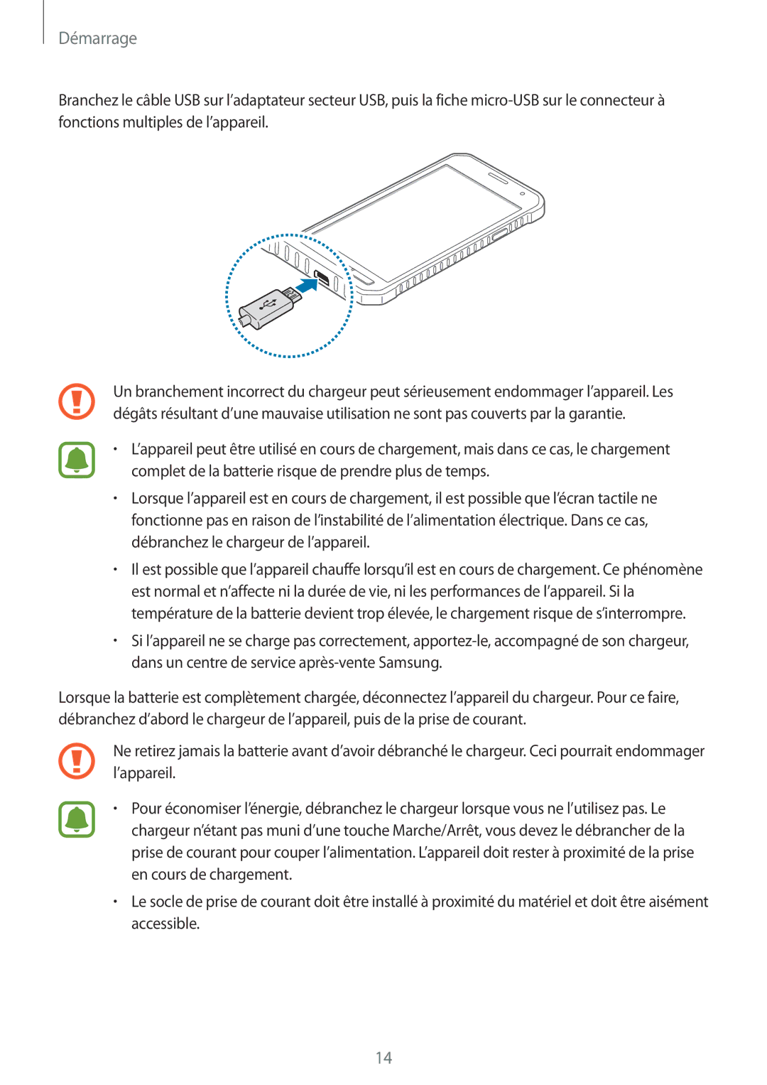 Samsung SM-G388FDSASFR, SM-G388FDSAXEF, SM-G388FDSAFTM manual Démarrage 