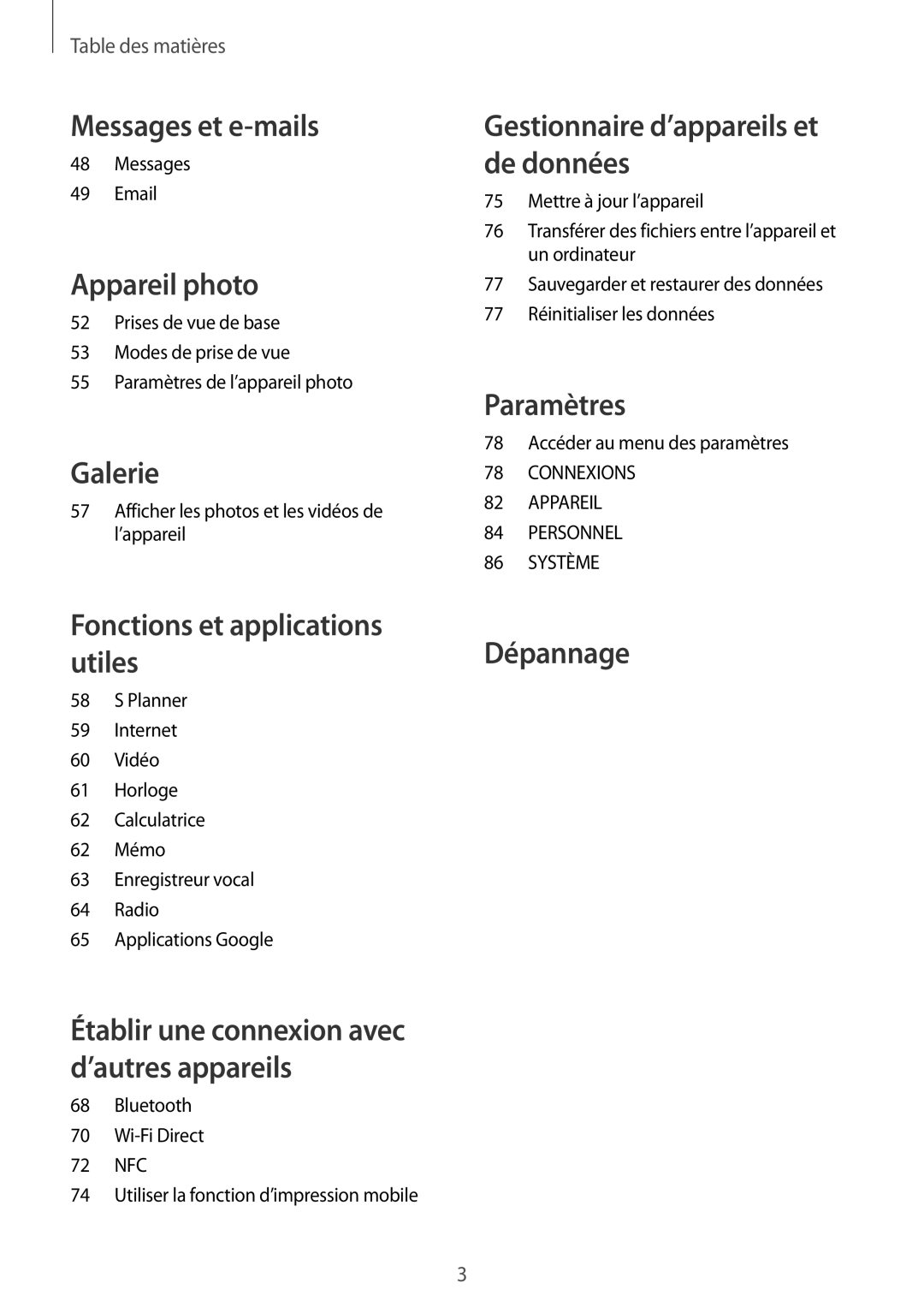 Samsung SM-G388FDSAXEF, SM-G388FDSAFTM, SM-G388FDSASFR manual Messages et e-mails 