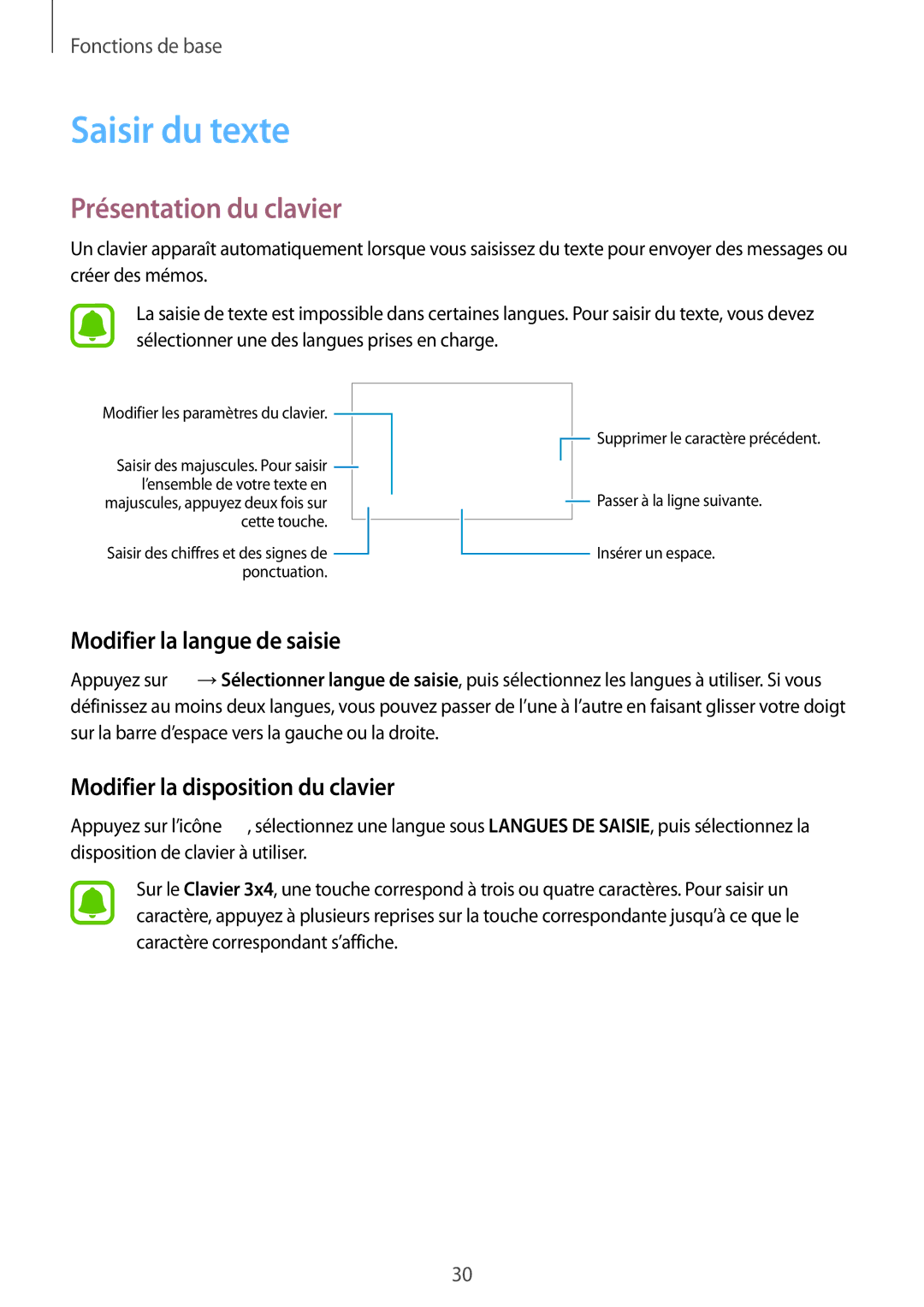 Samsung SM-G388FDSAXEF, SM-G388FDSAFTM manual Saisir du texte, Présentation du clavier, Modifier la langue de saisie 