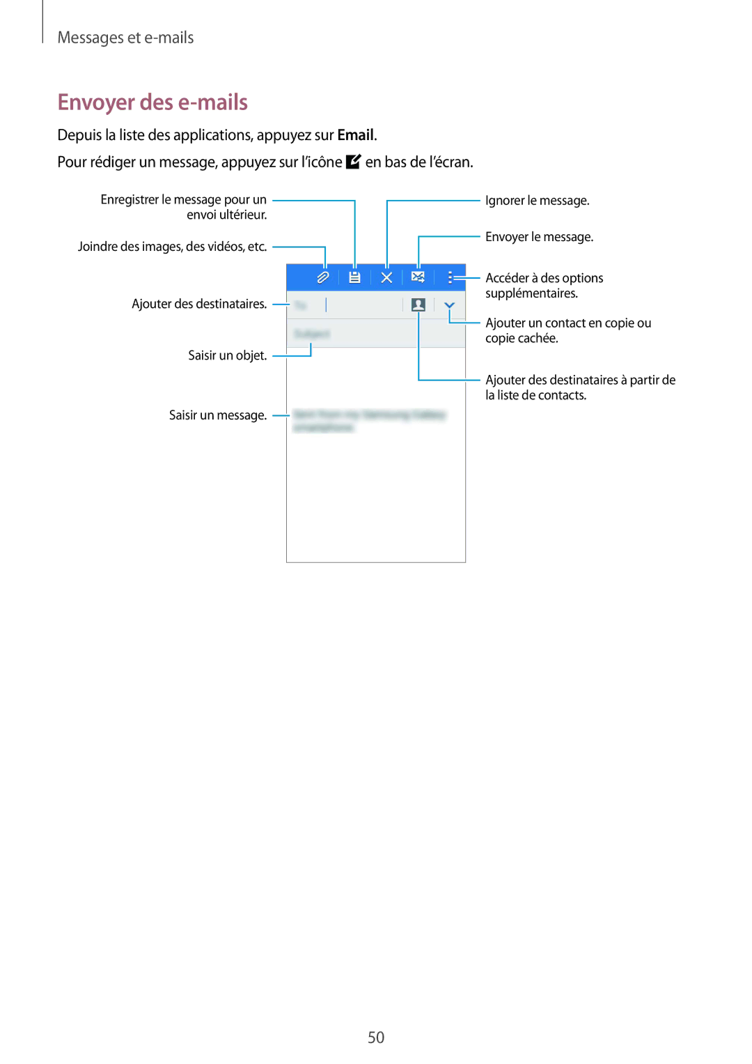 Samsung SM-G388FDSASFR, SM-G388FDSAXEF, SM-G388FDSAFTM manual Envoyer des e-mails 