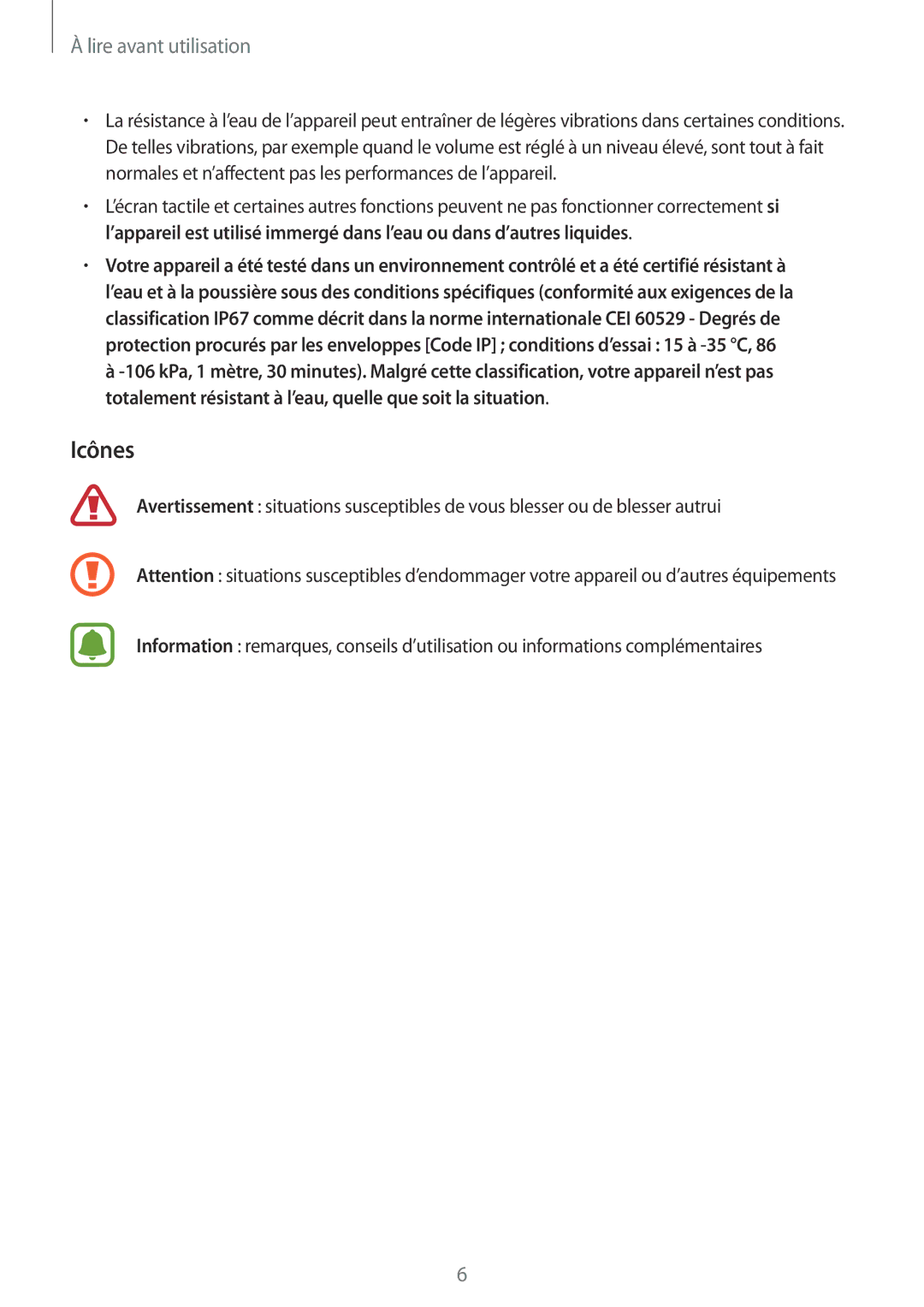 Samsung SM-G388FDSAXEF, SM-G388FDSAFTM, SM-G388FDSASFR manual Icônes 