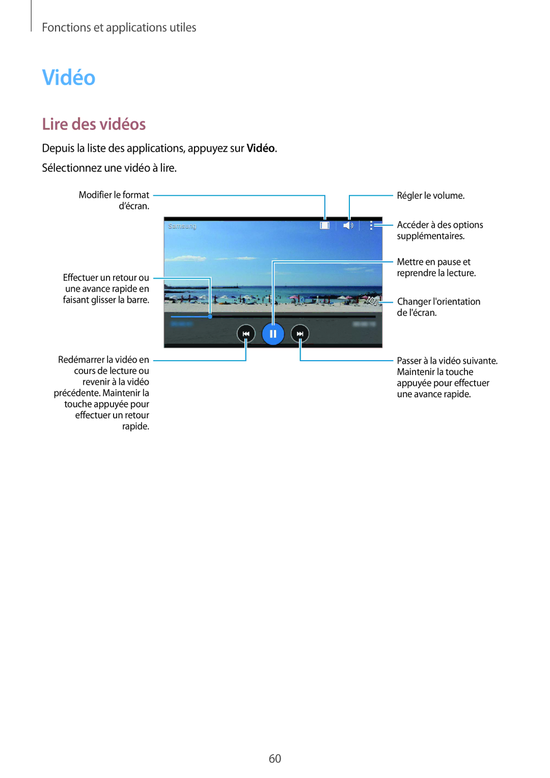 Samsung SM-G388FDSAXEF, SM-G388FDSAFTM, SM-G388FDSASFR manual Vidéo, Lire des vidéos 