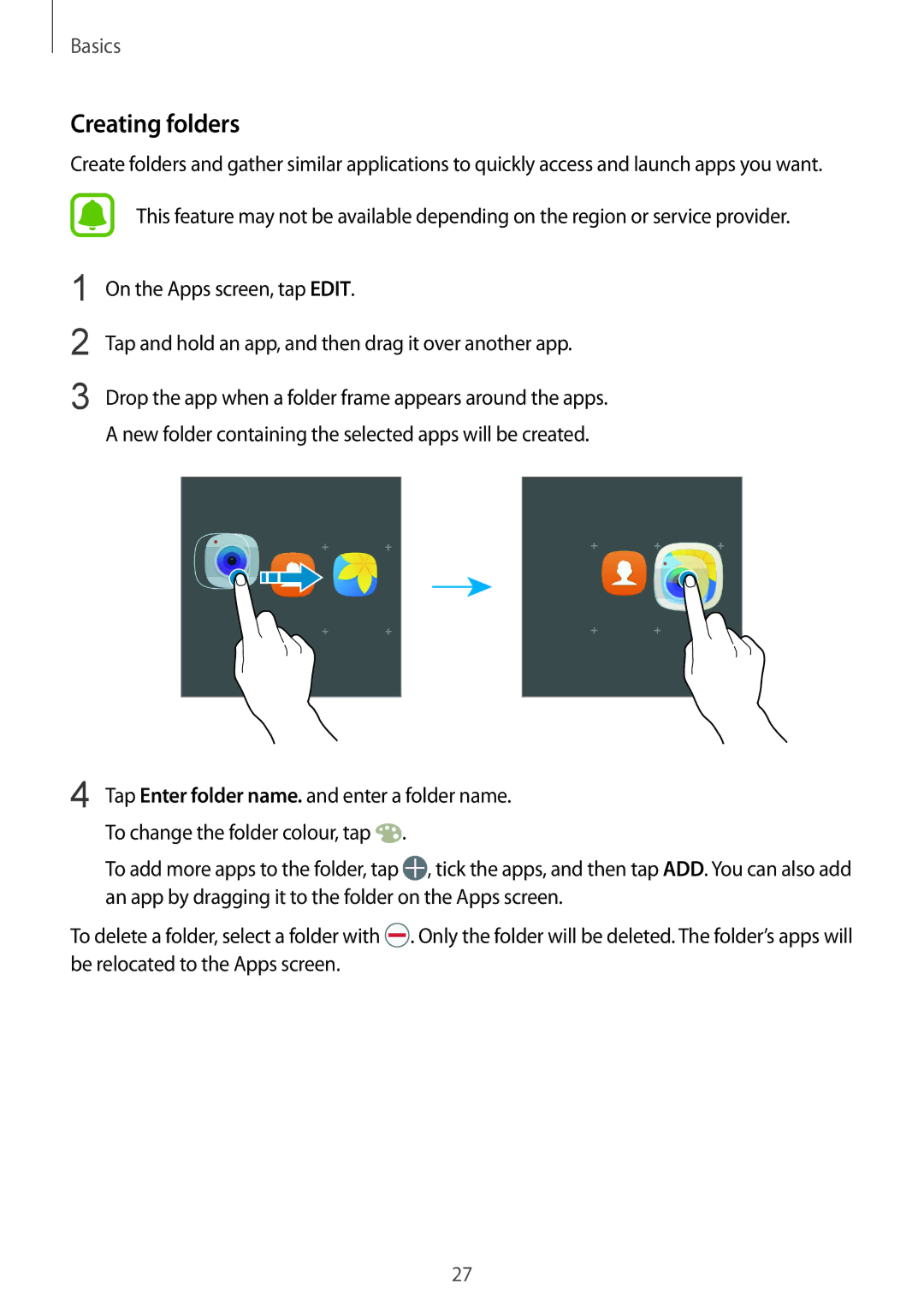 Samsung SM2G389FDSATMS, SM-G389FDSADBT, SM-G389FDSAXEF, SM-G389FDSAITV, SM-G389FDSAPHE manual Be relocated to the Apps screen 