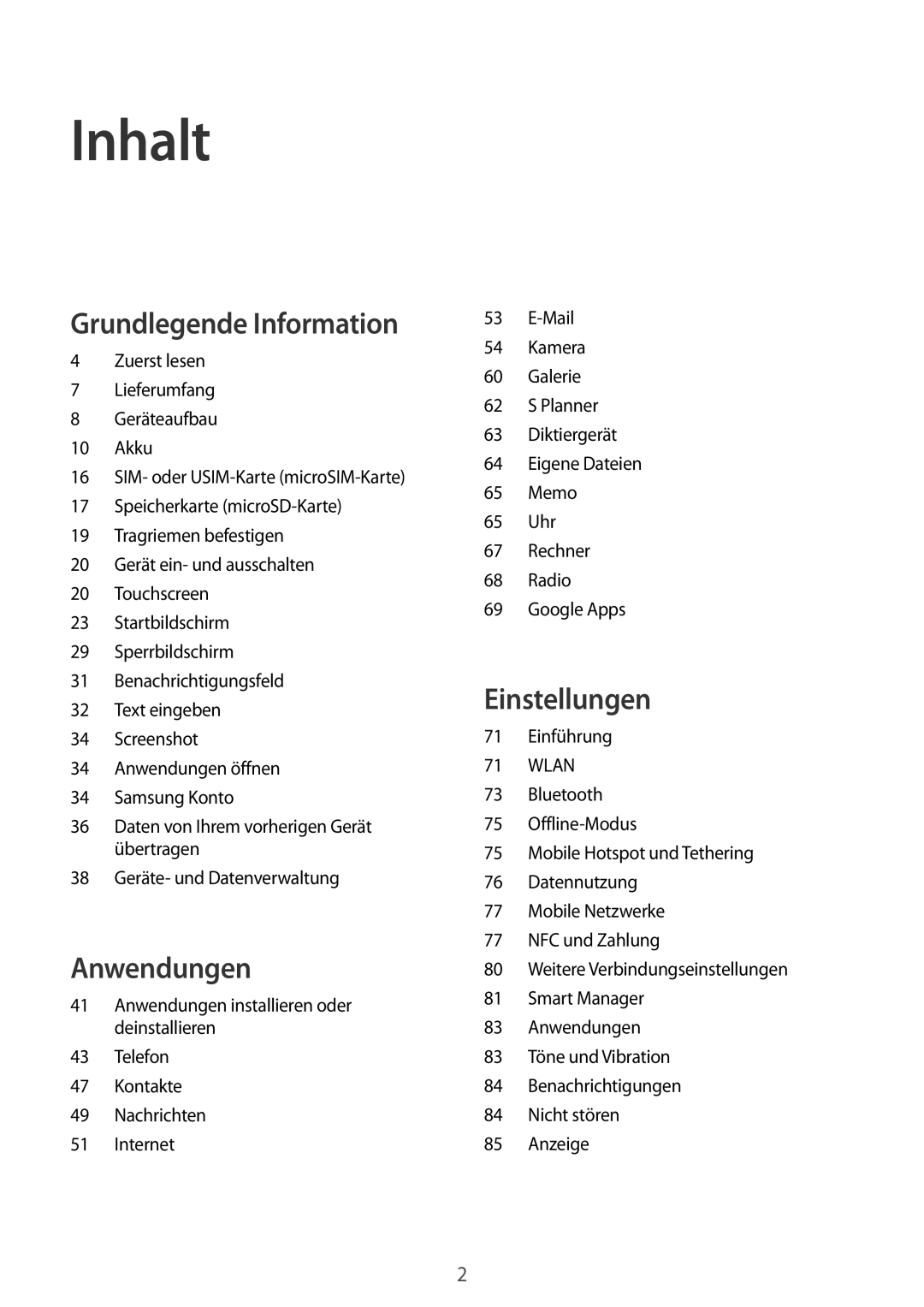 Samsung SM-G389FDSADBT manual Inhalt, Einführung 