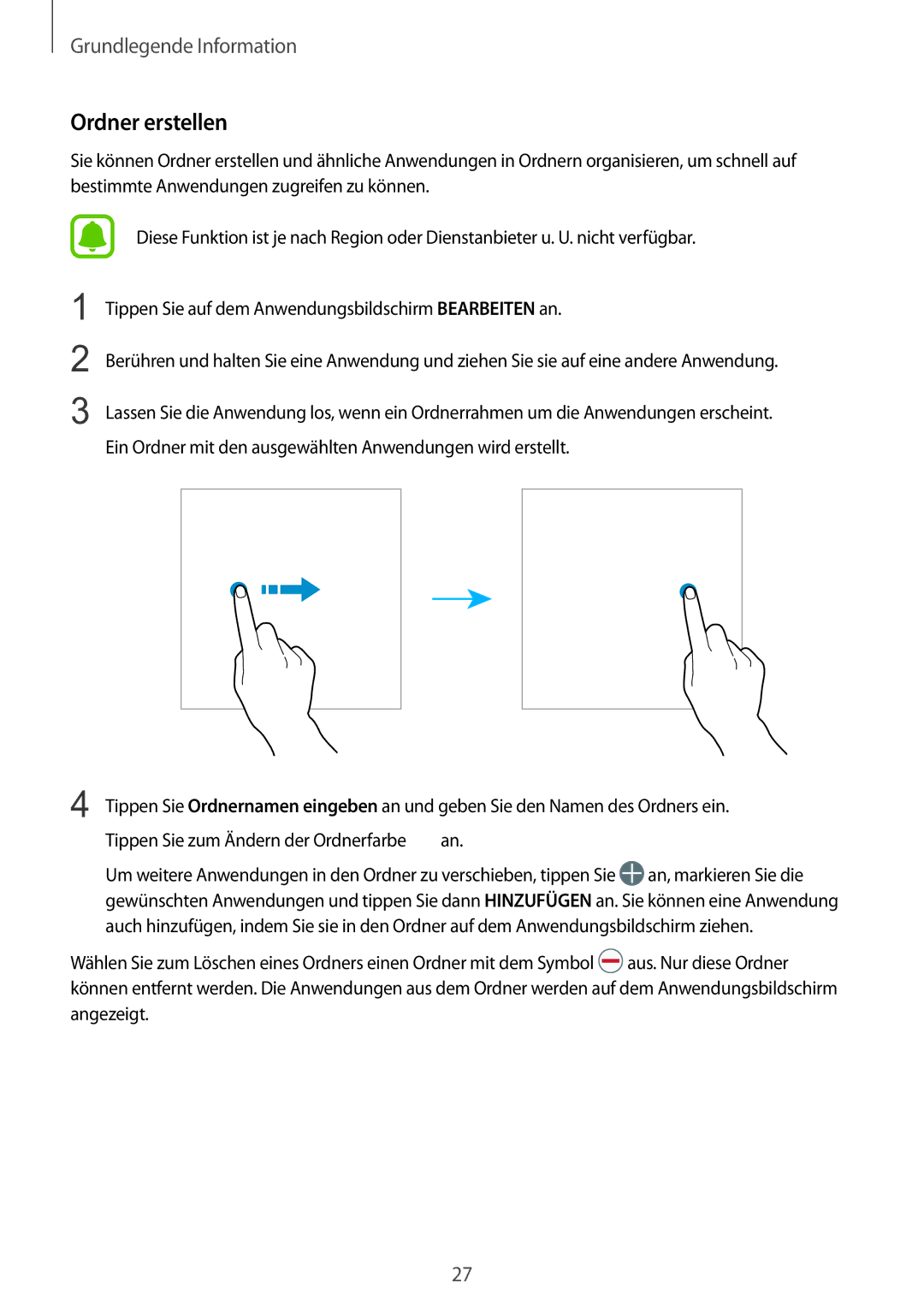 Samsung SM-G389FDSADBT manual Ordner erstellen 