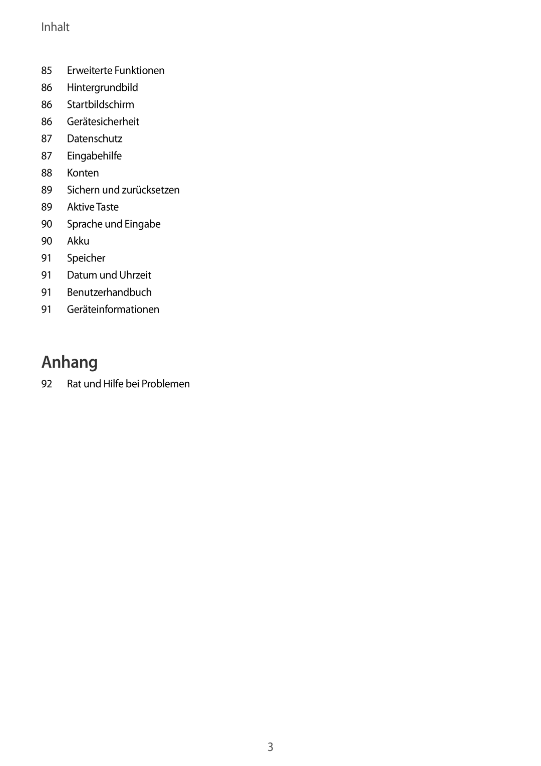 Samsung SM-G389FDSADBT manual Inhalt, Rat und Hilfe bei Problemen 