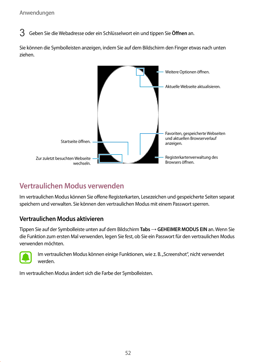 Samsung SM-G389FDSADBT manual Vertraulichen Modus verwenden, Vertraulichen Modus aktivieren 