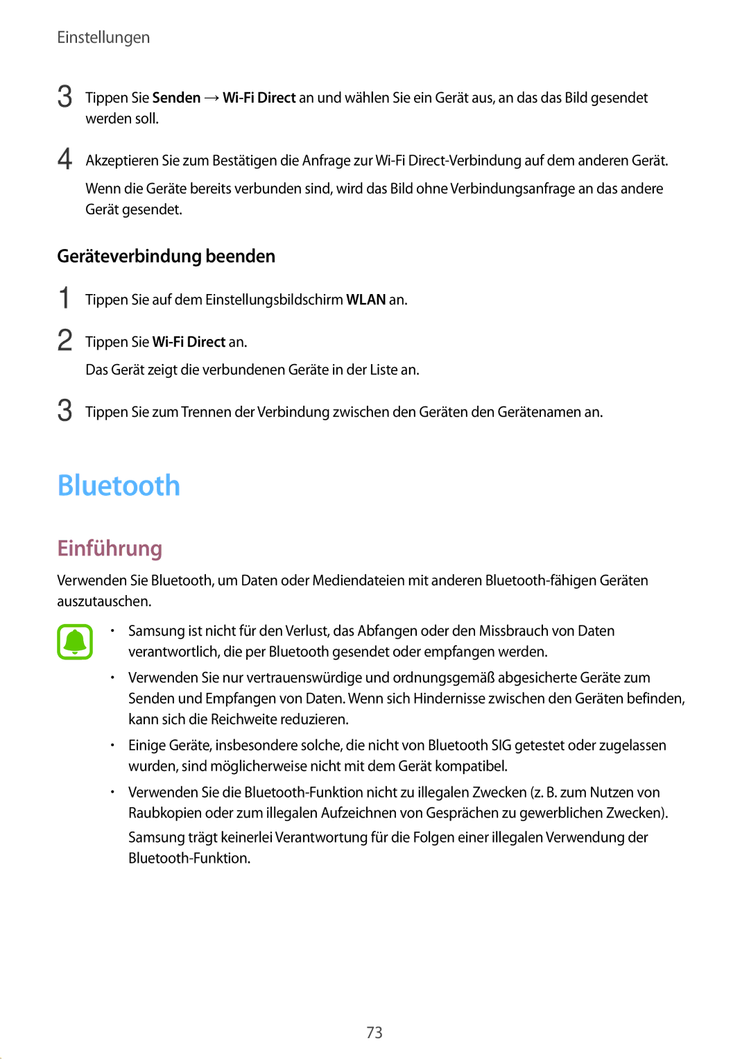 Samsung SM-G389FDSADBT manual Bluetooth, Geräteverbindung beenden, Werden soll, Gerät gesendet 