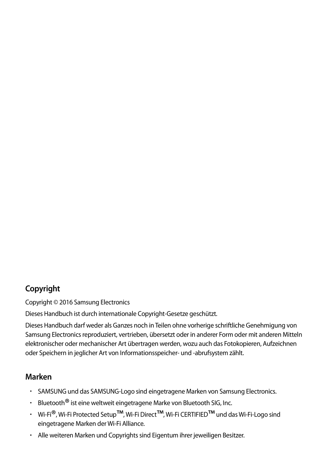 Samsung SM-G389FDSADBT manual Copyright, Marken 