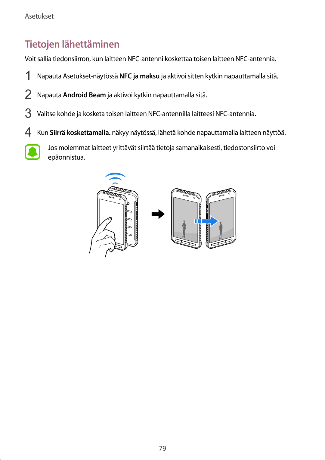 Samsung SM-G389FDSANEE manual Tietojen lähettäminen 