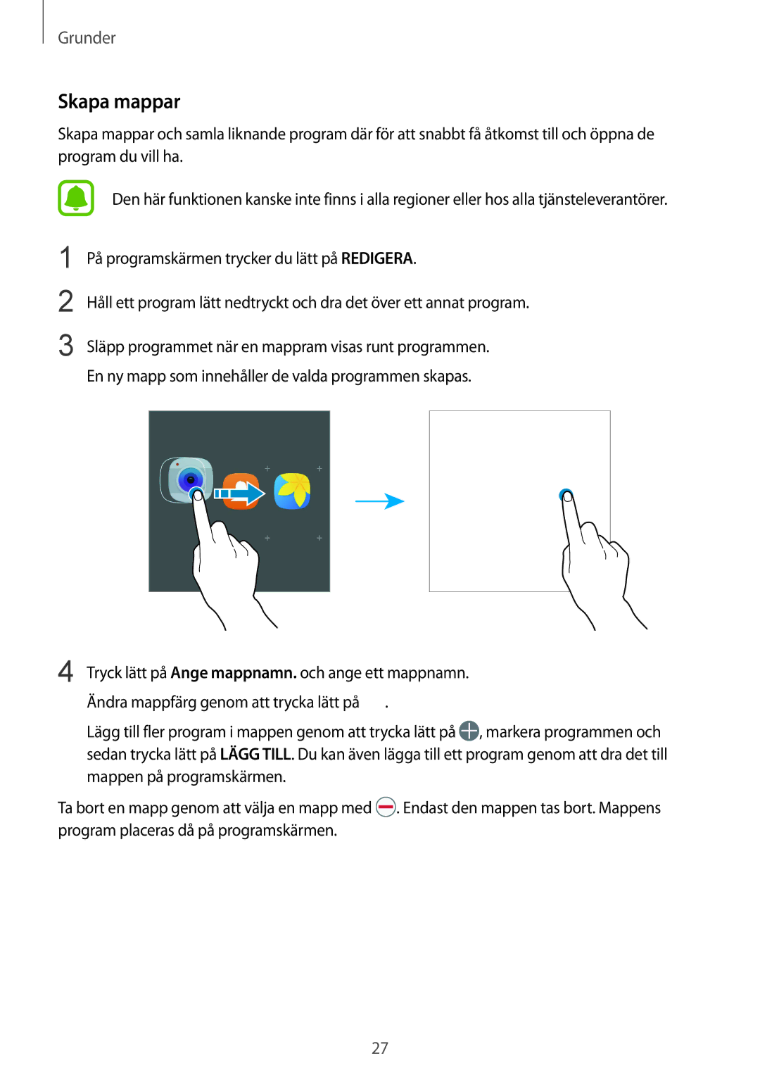 Samsung SM-G389FDSANEE manual På programskärmen trycker du lätt på Redigera 