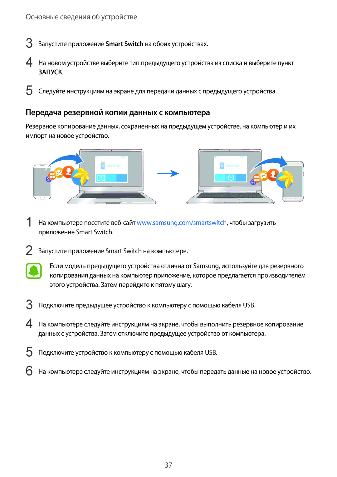 Samsung SM-G389FDSASER, SM-G389FDSASEB manual Передача резервной копии данных с компьютера 