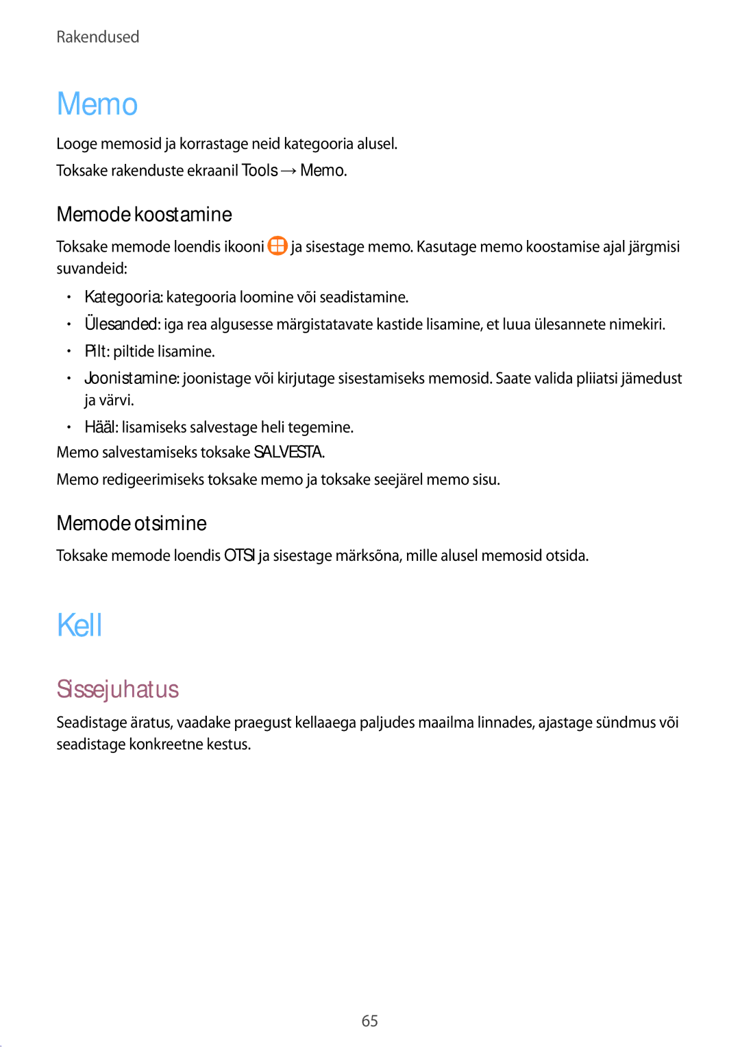 Samsung SM-G389FDSASEB manual Kell, Memode koostamine, Memode otsimine 