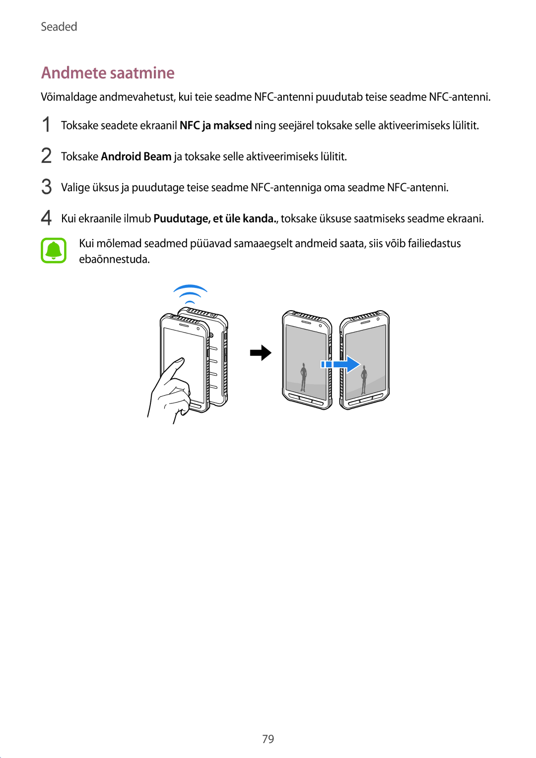 Samsung SM-G389FDSASEB manual Andmete saatmine 